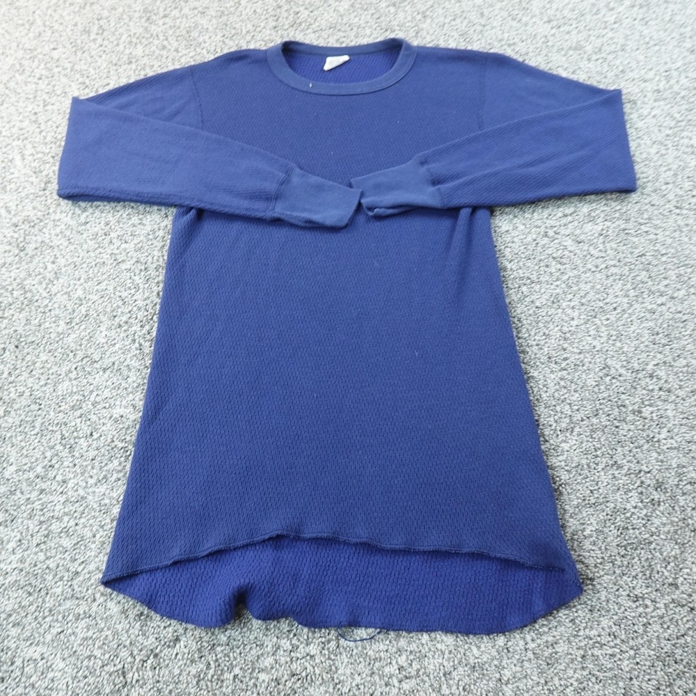 VTG JE Morgan Shirt Mens L Blue Waffle Knit Thermal Long Johns Underwear Top USA - Picture 2 of 9